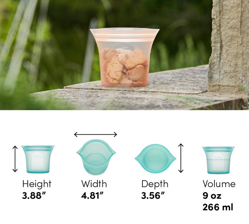 Zip Top Reusable Food Storage Bags | Short Cup [Teal] | Silicone Meal Prep Container | Microwave, Dishwasher and Freezer Safe | Made in the USA - Image 3